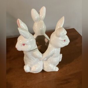 Three Bunny Porcelain Vase